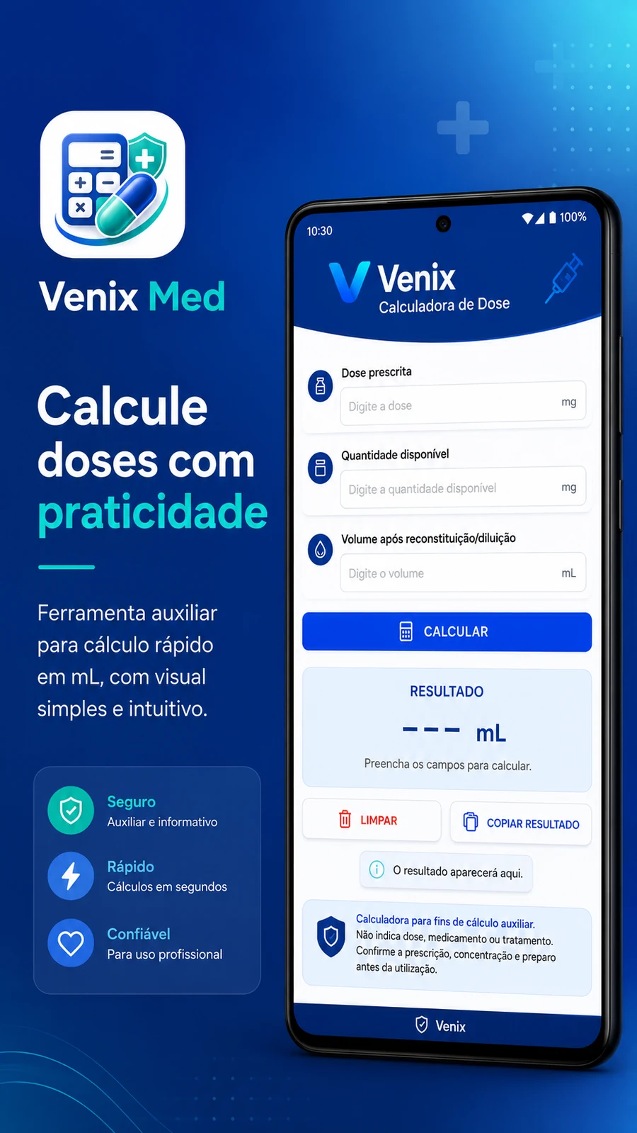Tela de cálculo do Venix Med